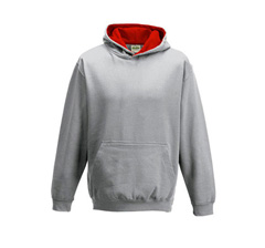 Just Hoods Kapuzenpulli - Heather Grey / Fire Red